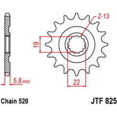 Front sprocket 13 tooth pitch 520 narrow spline inner diameter 19/22 for: Husqvarna TE, TC