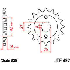 Front sprocket 14 tooth pitch 530 large spline 5 inner diameter 21/25 for: Ducati Pantah, F1
