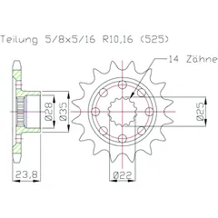 Racing - Ritzel 16Z Teilung 525 passend für: MV Agusta Brutale, F3, Dragster