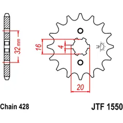 Ritzel 13Z Teilung 428 grobverzahnt 6 Innendurchmesser 16/20 passend für: Beta RR, Urban, Alp