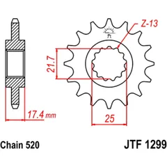 Front sprocket 14 tooth pitch 520 narrow spline inner diameter 21. 7/25 for: Honda CB, VTR, VT