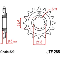 Front sprocket 15 tooth pitch 520 narrow spline inner diameter 18. 4/21. 6 for: Honda CR