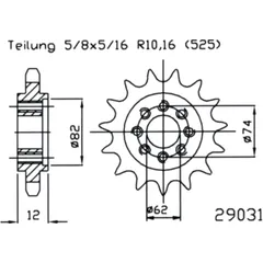 Front sprocket 22 tooth pitch 525 round 17. 2/20 for: Gilera GP, Aprilia SRV