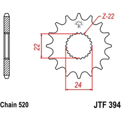 Ritzel 16Z Teilung 520 feinverzahnt Innendurchmesser 22/24 passend für: Aprilia RS, RX, SX
