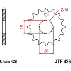 Ritzel 15Z Teilung 428 feinverzahnt Innendurchmesser 18/20 passend für: Mash Seventy Five, Seventy, Cafe Racer