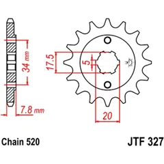 Ritzel 13Z Teilung 520 grobverzahnt 5 Innendurchmesser 17. 5/20 passend für: Honda VT, CRM, CRF
