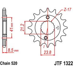 Ritzel 13Z Teilung 520 feinverzahnt Innendurchmesser 21/23 passend für: Mash Five Hundred, Scrambler, Cafe Racer