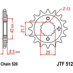 Ritzel 15Z Teilung 520 Alternative: 7260384 passend für: Kawasaki GPZ, KLE, ZX - 9R