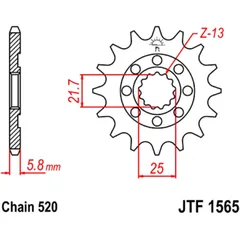 Racing - Ritzel 14Z Teilung 520 feinverzahnt Innendurchmesser 21. 6/25 passend für: Kawasaki KX, KLX