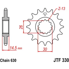 Front sprocket 15 tooth pitch 630 narrow spline inner diameter 26/30 for: Honda CB