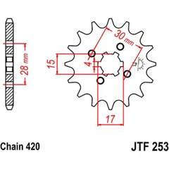 Ritzel 16Z Teilung 420 grobverzahnt 4 Innendurchmesser 15/17 passend für: Honda ST, Z, C