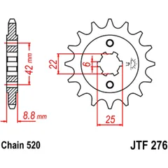Ritzel 16Z Teilung 520 grobverzahnt 6 Innendurchmesser 22/25 passend für: Honda CB, CM