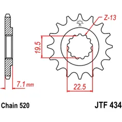 Ritzel 16Z Teilung 520 feinverzahnt Innendurchmesser 19. 5/22 passend für: Mash Two Fifty, Black Seven, Dirt Track