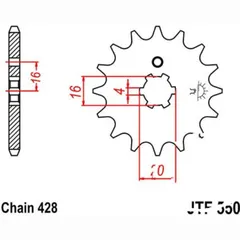 Front sprocket 16 tooth pitch 428