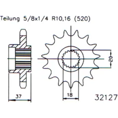 Front sprocket 17 tooth pitch 520 narrow spline inner diameter 21. 4/25 for: Aeon Cobra, Overland