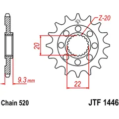 Front sprocket racing 13 tooth pitch 520 narrow spline inner diameter 20/22 for: Kawasaki KX