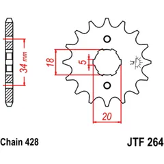 Ritzel 14Z Teilung 428 grobverzahnt 5 Innendurchmesser 18/20 passend für: Kymco Quannon, Maxxer, Stryker