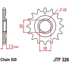 Front sprocket 12 tooth pitch 520 narrow spline inner diameter 18/20 for: Honda CR