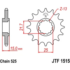Ritzel 15Z Teilung 525 feinverzahnt Innendurchmesser 21. 6/25 passend für: Kawasaki ZX - 6R