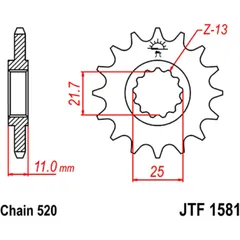 13-Tooth Sprocket for 520 Pitch - Narrow Profile