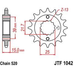 Ritzel 15Z Teilung 520 feinverzahnt Innendurchmesser 21. 4/25 passend für: Kymco Maxxer, MXU, KXR