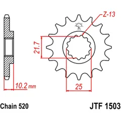 Front sprocket 12 tooth pitch 520 narrow spline inner diameter 22/25 for: Kawasaki KFX, KEF
