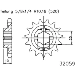 Front sprocket 13 tooth pitch 520 large spline 6 inner diameter 16/20 for: Husqvarna WRE, SM, SMS