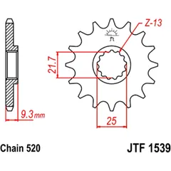 Ritzel 14Z Teilung 520 Alternative: 7260363 passend für: Kawasaki Ninja, Z, KLE