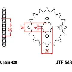 Ritzel 14Z Teilung 428 grobverzahnt 4 Innendurchmesser 16/20 passend für: Yamaha YFM