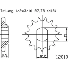 Front sprocket 10 tooth pitch 415 oval shaft 12. 2/15 for: KTM SX, Mini Adventure