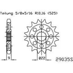 Racing - Ritzel 16Z Teilung 525 feinverzahnt Innendurchmesser 22/25 passend für: Benelli TNT, Tre - K, Tornado