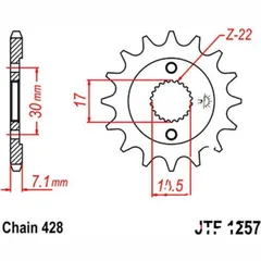 Front sprocket 14t pitch 428 JTF125714