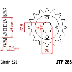Front sprocket 13 tooth pitch 520 large spline 4 inner diameter 17. 5/20 for: Honda CR, XR