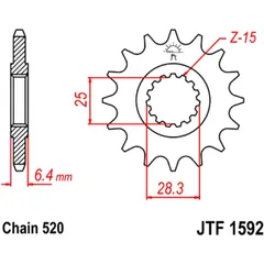 Ritzel 16Z Teilung 520 feinverzahnt Innendurchmesser 25/28 passend für: Yamaha YFM, YFZ