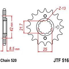 Ritzel 15Z Teilung 520 feinverzahnt Innendurchmesser 21. 6/25 passend für: Kawasaki EL, KLR, ZZR