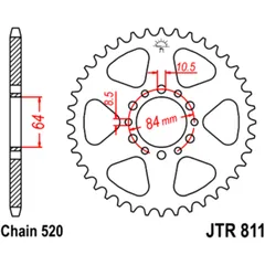 Kettenrad 45Z für Motorräder Teilung 520 Innendurchmesser 64 mm