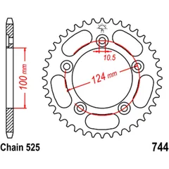 Kettenrad 36Z Teilung 525 Innendurchmesser 100 Lochkreis 124 passend für: Ducati 749, 999