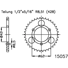 Kettenrad 32Z Teilung 428 schwarz Innendurchmesser 042 Lochkreis 062 passend für: Masai L, A, K