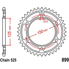 Kettenrad 42 Zähne 525 Teilung für Motorräder