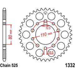 Kettenrad 36Z Teilung 525 Innendurchmesser 080 Lochkreis 110 passend für: Honda CB, VT, XRV