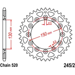 Kettenrad 39Z Teilung 520 Innendurchmesser 130 Lochkreis 150 passend für: Honda XL, NX, XR, CB
