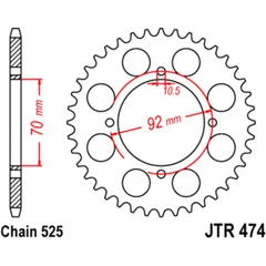 Kettenrad 48Z Teilung 525 Innendurchmesser 070 Lochkreis 092 passend für: Kawasaki KH, S1