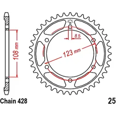 Kettenrad 60Z Teilung 428 Innendurchmesser 108 Lochkreis 123 passend für: Aprilia RS, RS4, Tuono