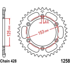 Kettenrad 54Z Teilung 428 Innendurchmesser 125 Lochkreis 153 passend für: Honda XR