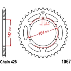 Kettenrad 52Z Teilung 428 Innendurchmesser 142 Lochkreis 164 passend für: Hyosung GT