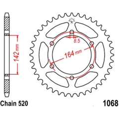 Kettenrad 46Z Teilung 520 Innendurchmesser 142 Lochkreis 164 passend für: Hyosung GT, GD