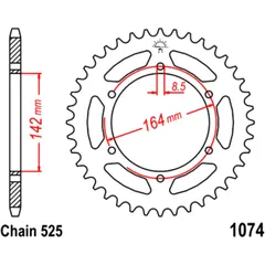 Rear sprocket 44 tooth pitch 525 inner diameter 142 bolt spacing 164 for: Hyosung GT