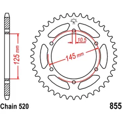 45-Tooth Rear Sprocket for Motorcycles, Pitch 520