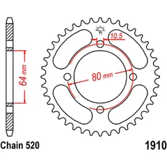 Kettenrad 36Z Teilung 520 Innendurchmesser 064 Lochkreis 080 passend für: Aeon Cobra, Overland
