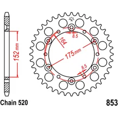 Kettenrad 38Z Teilung 520 Innendurchmesser 152 Lochkreis 175 passend für: Yamaha YFZ, YFM, YFS